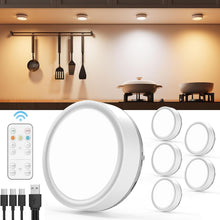 Load image into Gallery viewer, Energy-Efficient Remote-Controlled Puck Lights - USB Rechargeable &amp; Easy Install