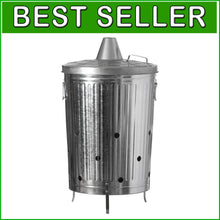 Load image into Gallery viewer, Galvanized Metal Garden Incinerator with Chimney - Round 20-Gallon Waste Burner