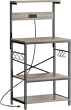 Load image into Gallery viewer, Versatile Kitchen Bakers Rack with Power Outlets &amp; 6 Hooks for Easy Organization