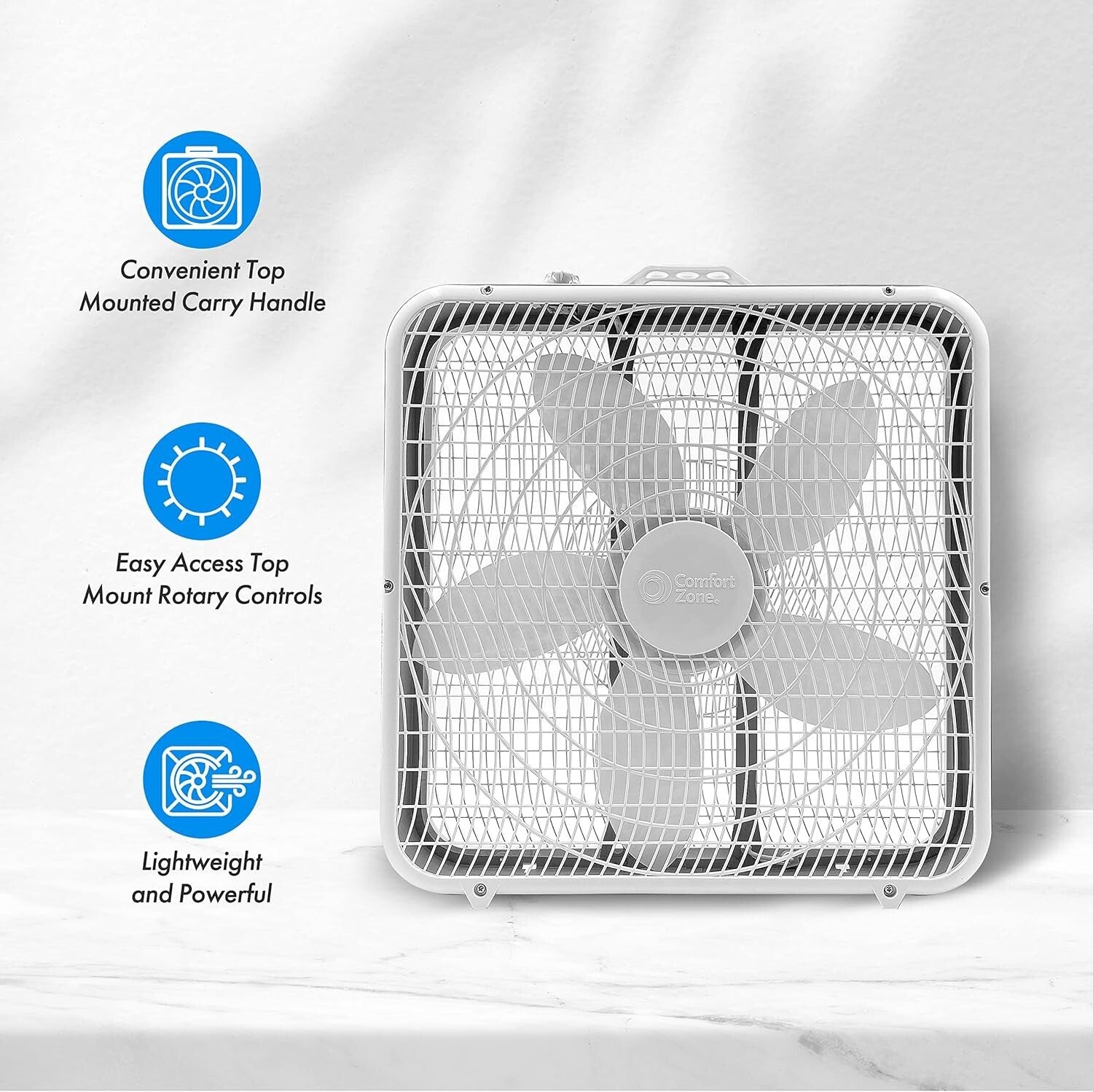 3-Speed Box Fan with High Capacity Airflow - Ideal for Garages and Bedrooms