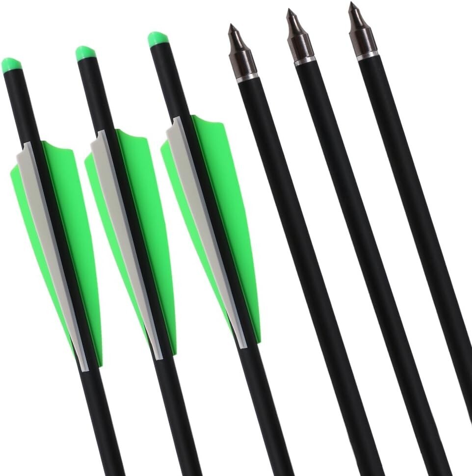 Expertly Crafted Carbon Crossbow Arrows with 3-Blade Tips - 12pcs Value Pack