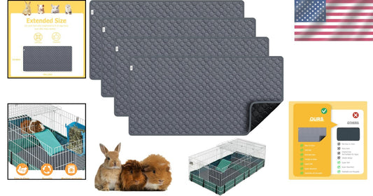 Premium Anti-Slip Guinea Pig Bedding - Reusable 4 Pack for Midwest Cages