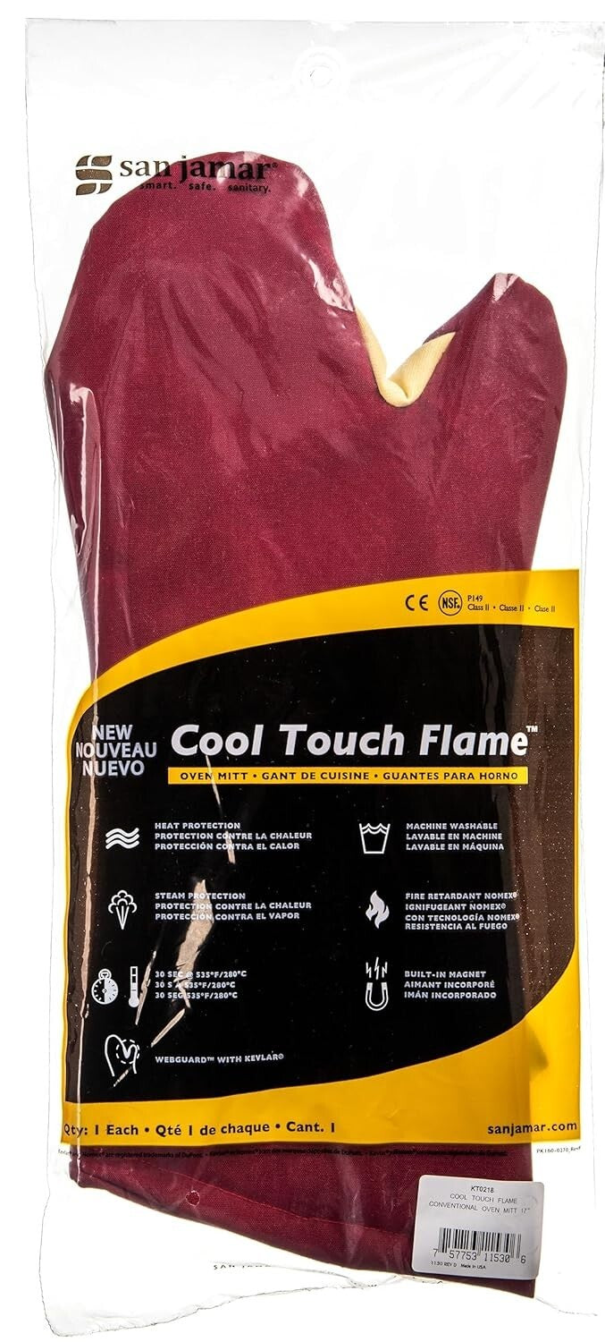 Durable Cool Touch Flame Oven Mitt - Universal Fit & NSF Certified Safety