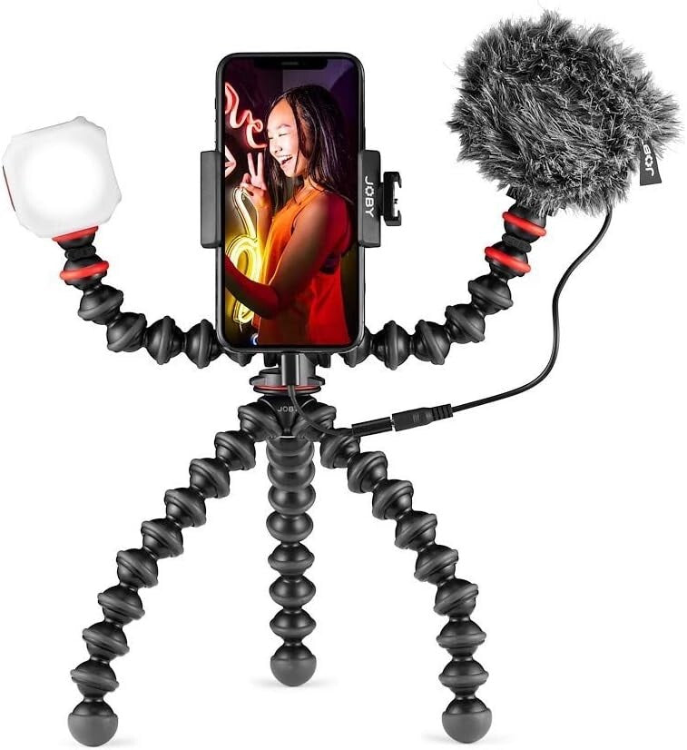 Lightweight GorillaPod Mobile Vlog Kit with Customizable Features & LED Light