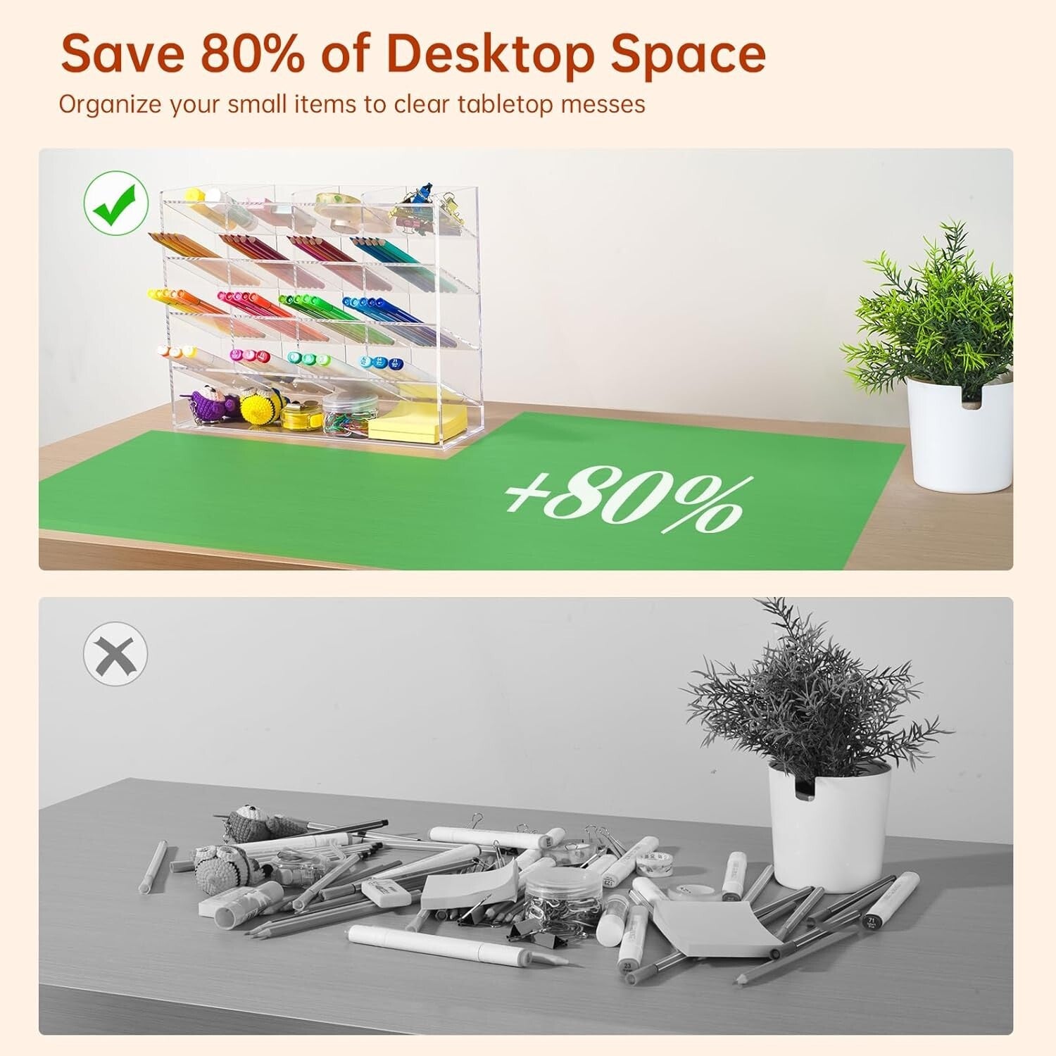 Elegant 17-Compartment Clear Marker and Pen Holder - Stylish Art Supply Storage