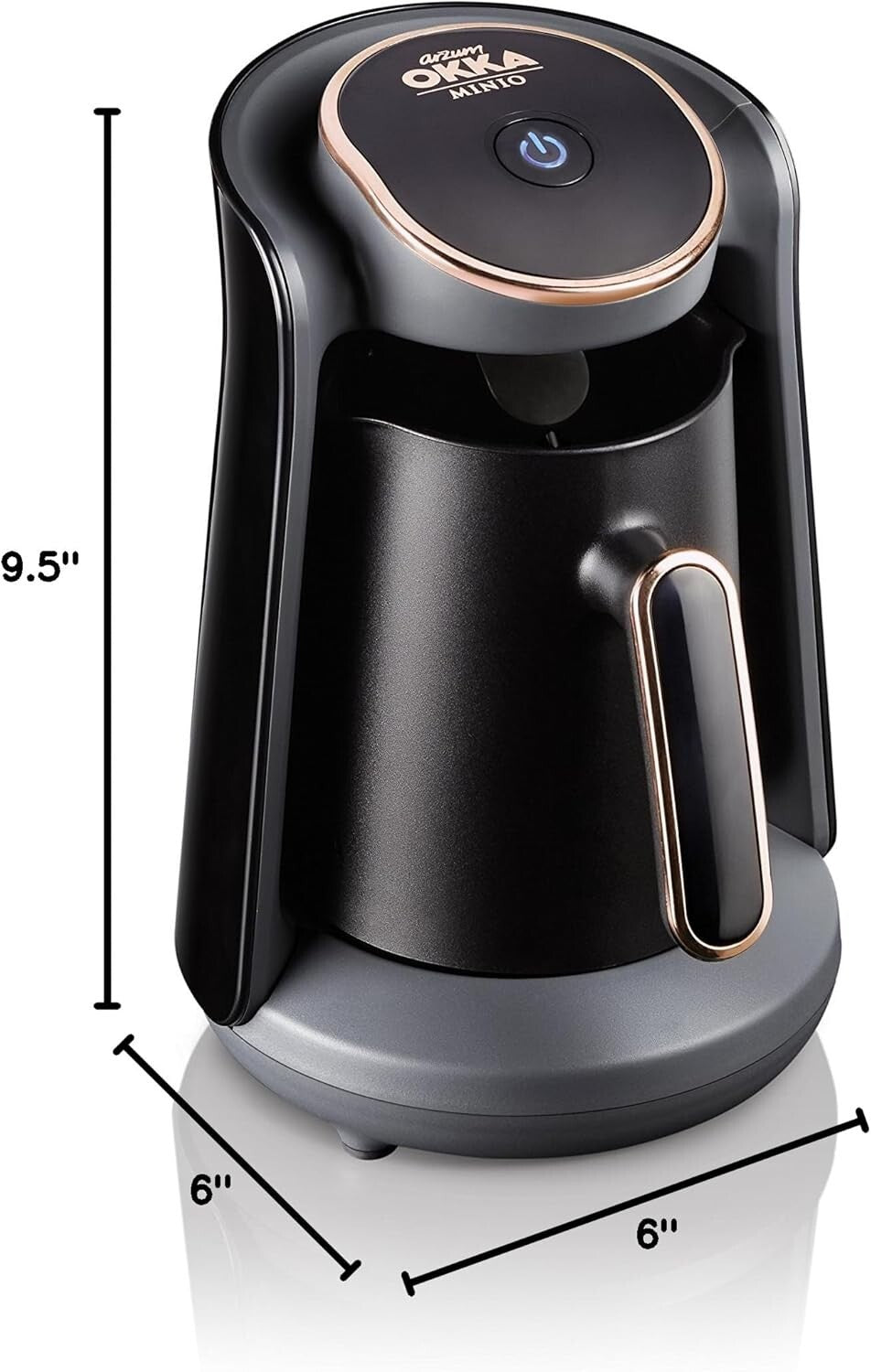 Minio Automatic Coffee Maker - 4 Cup Turkish Coffee Machine, Black/Gold Finish