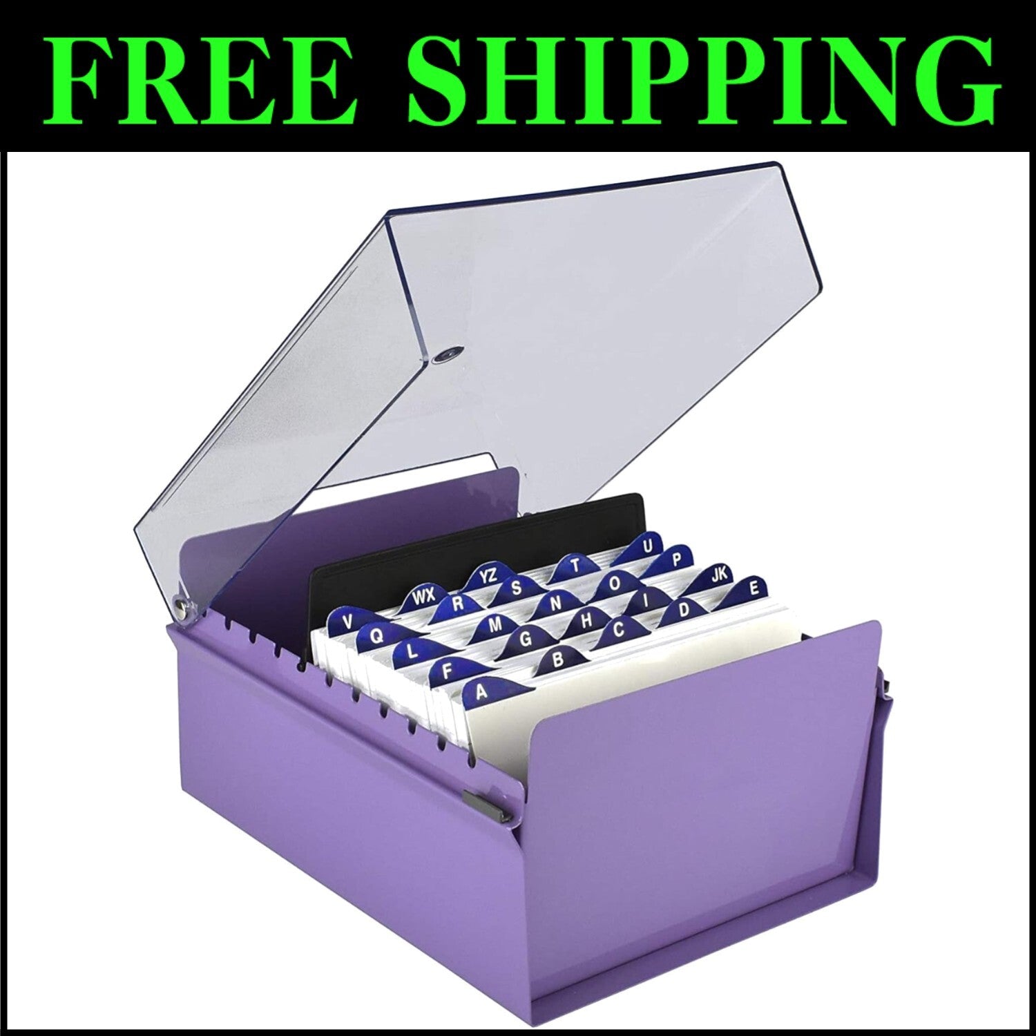 5x8 Heavy Duty Index Card Box - Purple with Crystal Lid for Organized Storage
