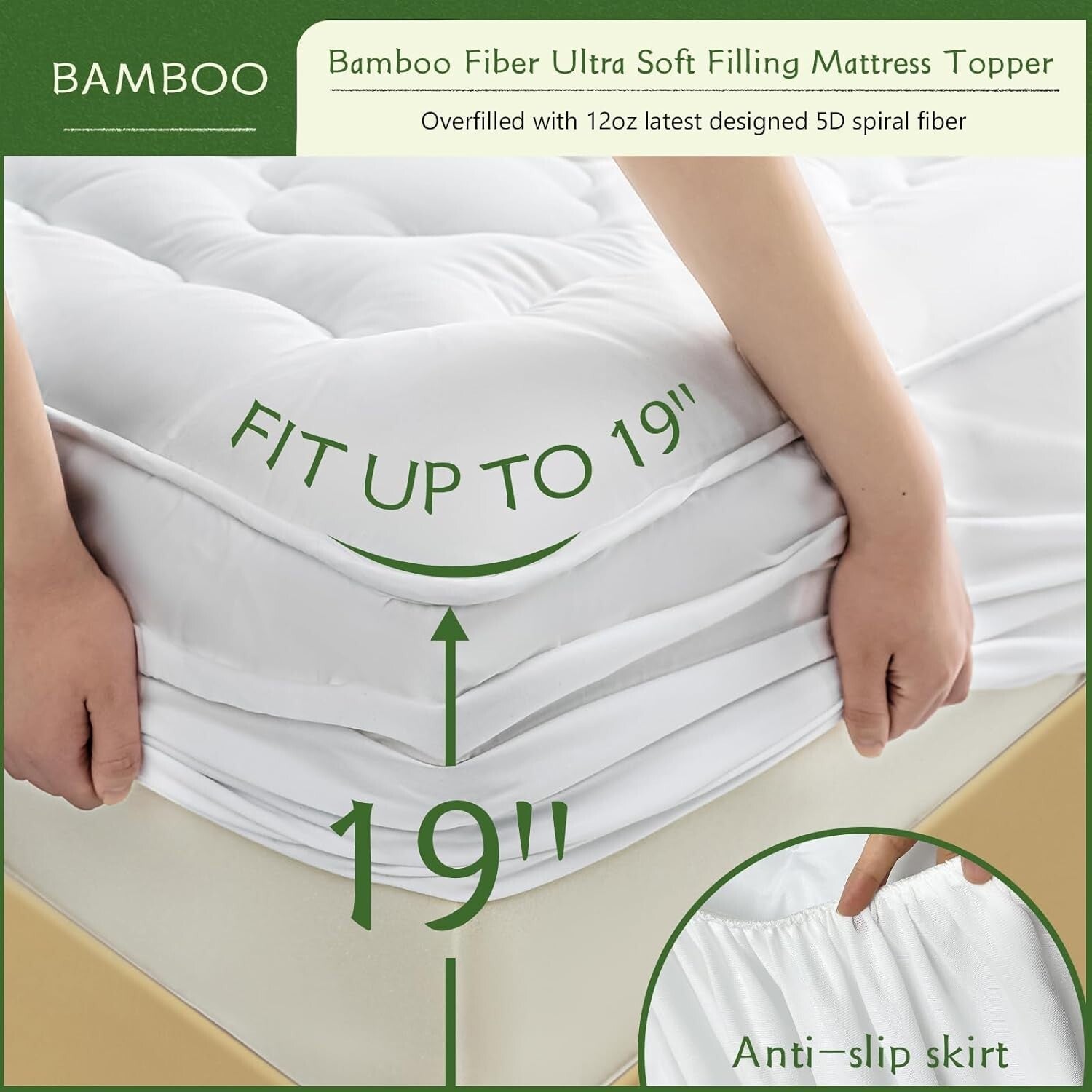 Extra Thick Quilted Twin Mattress Pad - Cooling & Breathable with 360 Protection