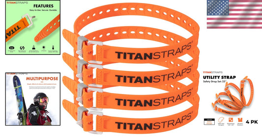 Titan Lightweight Utility Straps – 25" Reliable Tension Straps in Safety Orange