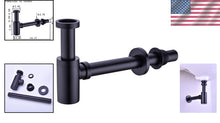 Load image into Gallery viewer, Contemporary Matte Black Brass P Trap - Adjustable Waste Drain Kit for Sinks