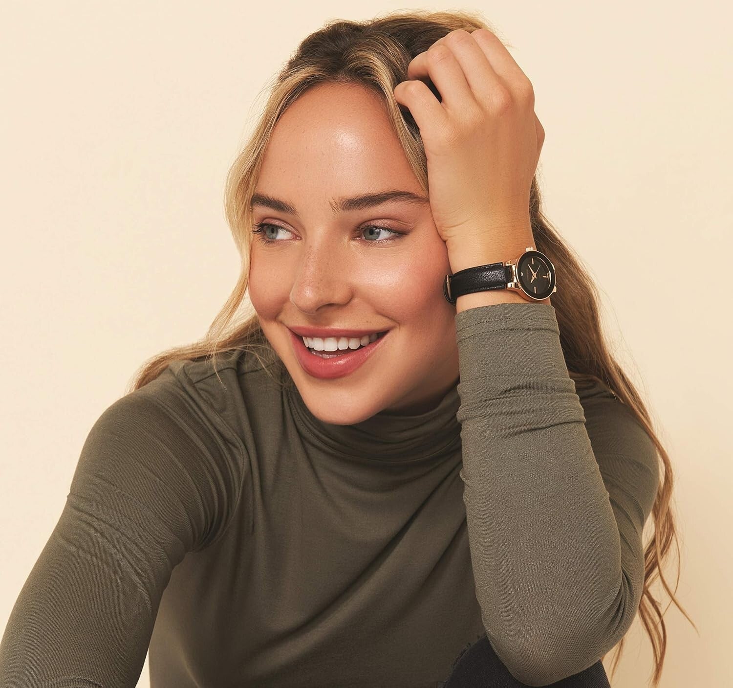 Stylish 30mm Women's Black Dial Watch with Genuine Diamond - Quartz Movement