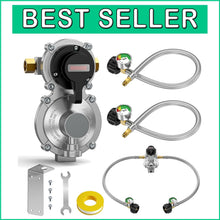 Load image into Gallery viewer, Reliable 2-Stage Propane Regulator &amp; 18'' Hose for Dual RV Tanks, Gauge Included