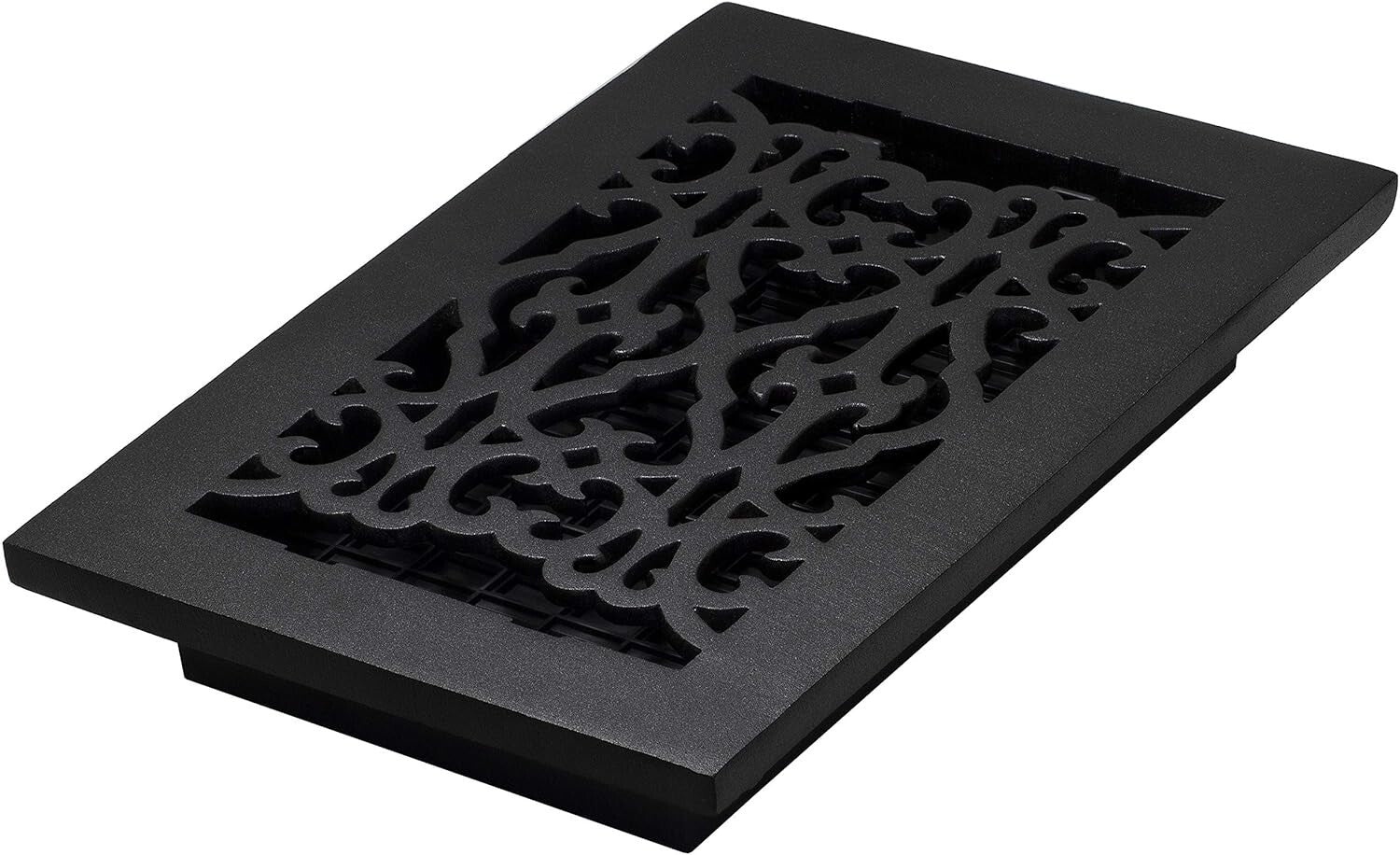 Elegant Victorian Floor Register, 6x10 in Cast Iron Black for Timeless Decor