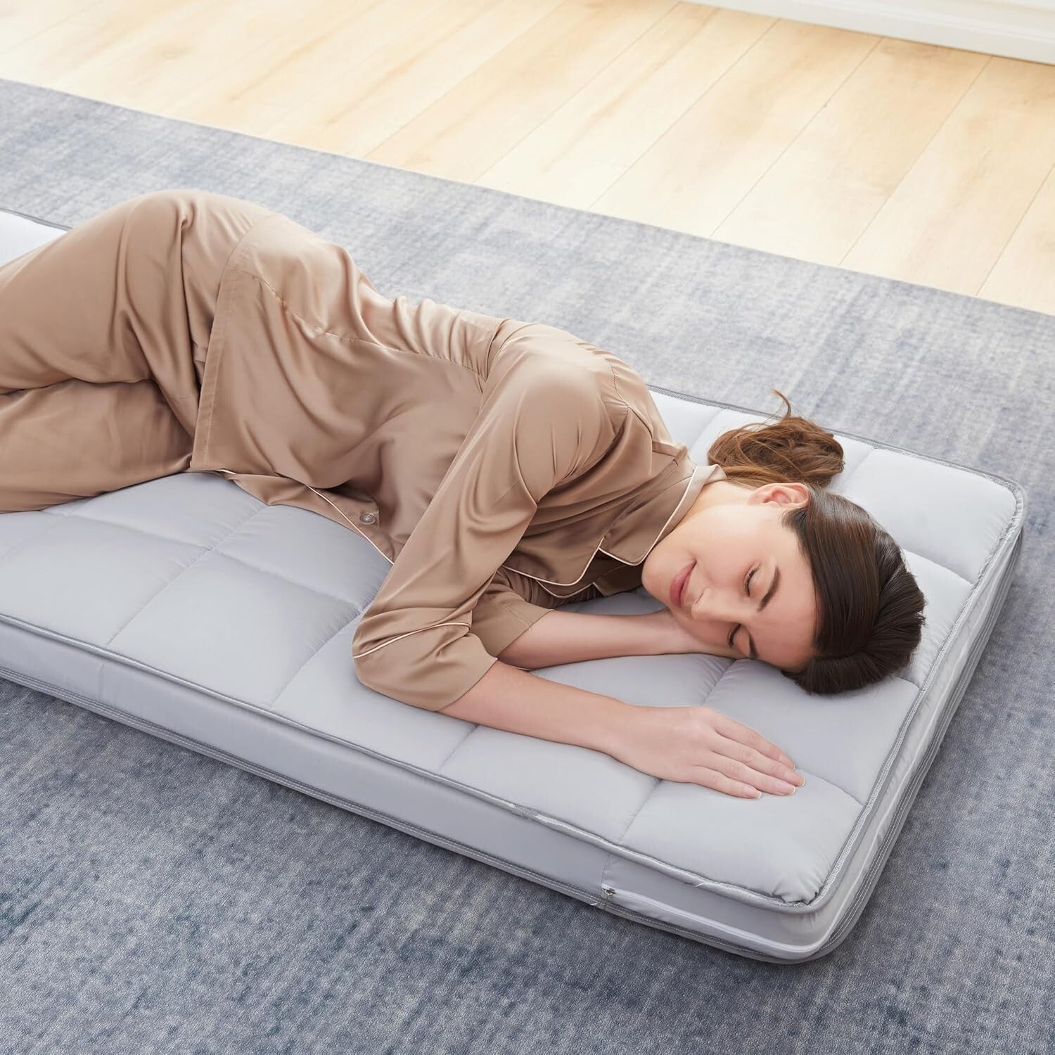 Narrow Twin 75x30" Memory Foam Topper with Zipper Cover - Lightweight & Portable