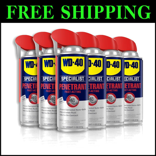 Fast-Acting Penetrant Lubricant with Dual Spray Nozzle - 6 Cans, 11 OZ Each