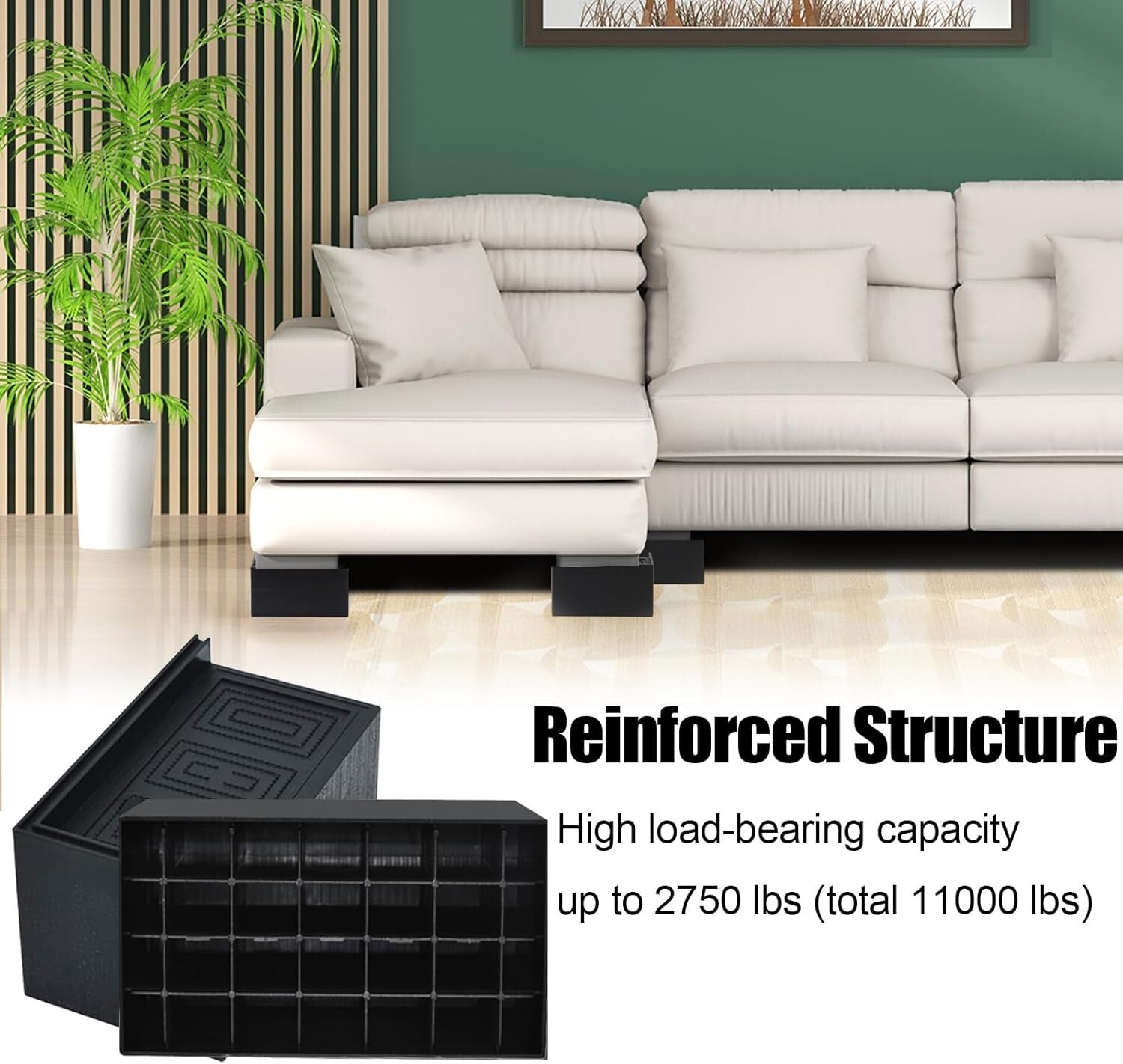 All-in-One Heavy Duty 5-Inch Bed Risers - Versatile 8 Pack for Storage Needs