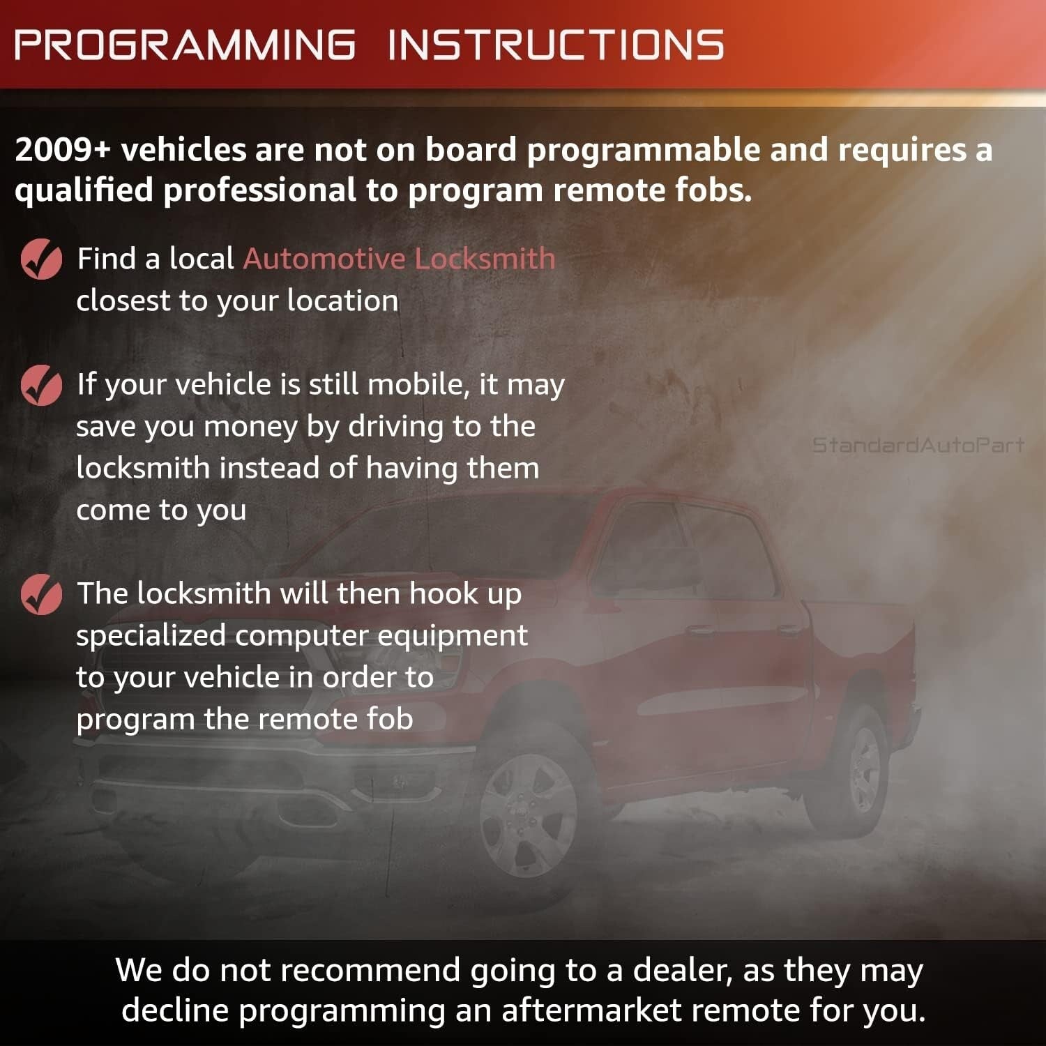 Durable RAM Key Fob Remote 2013-2018 - Perfect Replacement with Lithium Battery