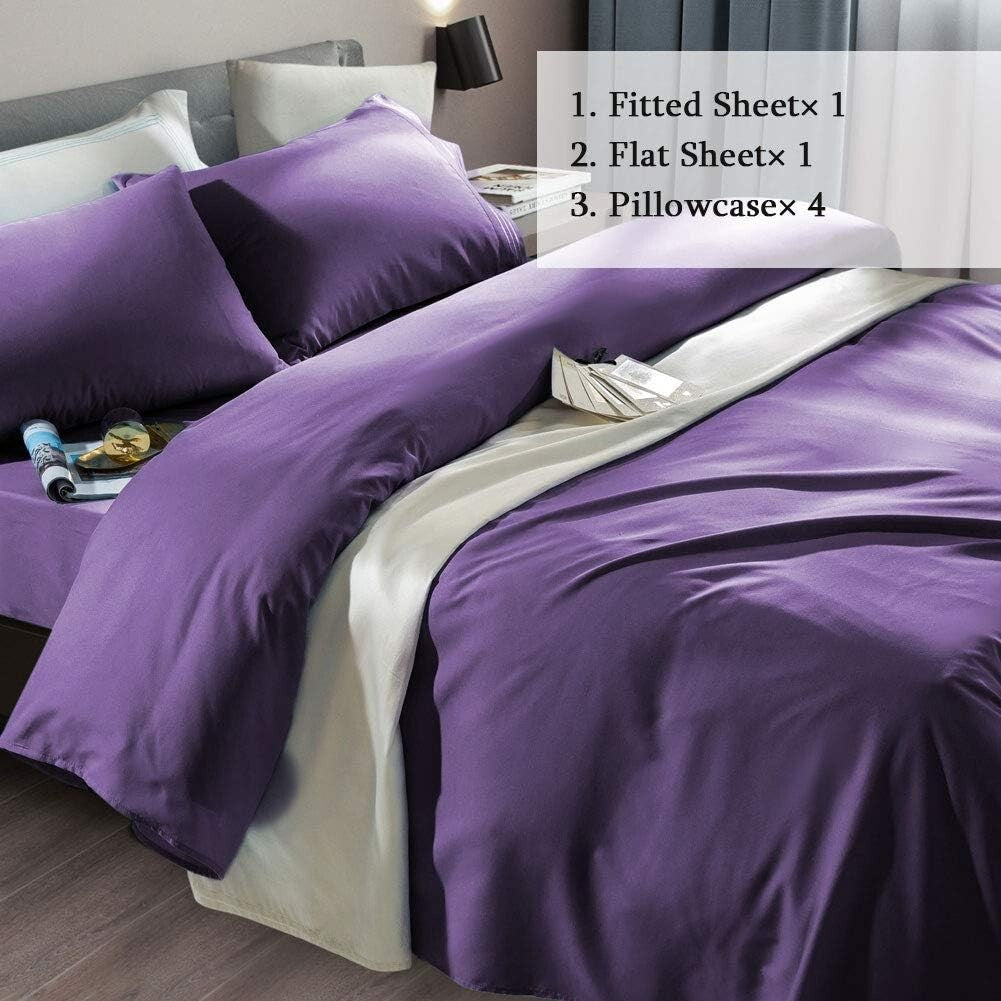 Elegant 6-Piece Purple Queen Sheet Set - Super Soft Microfiber, Dreamy Comfort