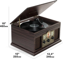 Load image into Gallery viewer, Nostalgic 6-in-1 Bluetooth Record Player with Built-In Speakers – Farmhouse Grey