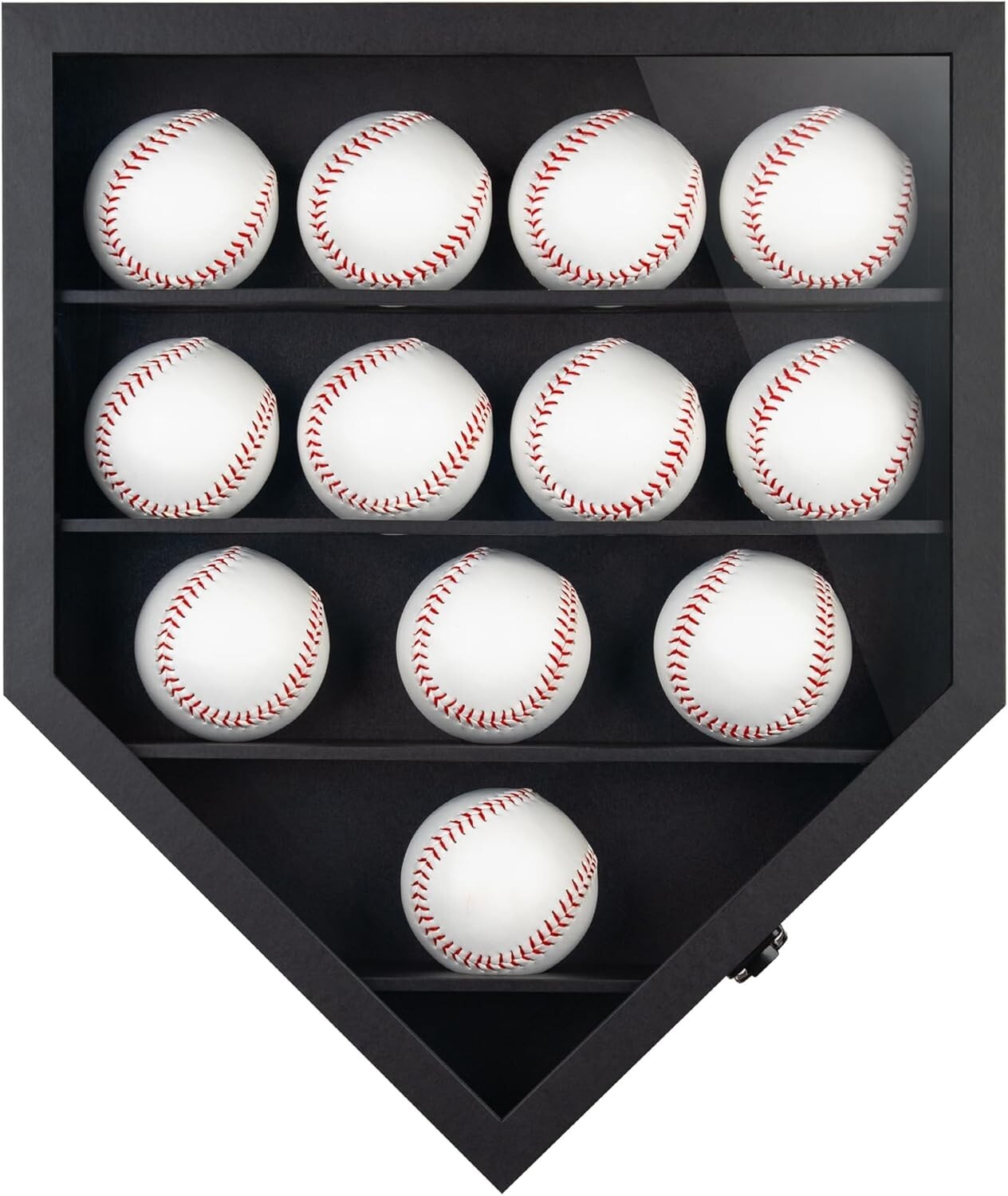 Premium 12-Ball Baseball Display Case with Polished Plexiglass - Black Finish