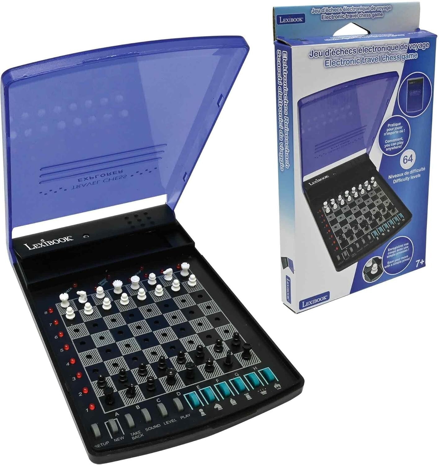Electronic Chess Set for Travel, 32 Pieces, 64 Levels - Perfect Play Anywhere