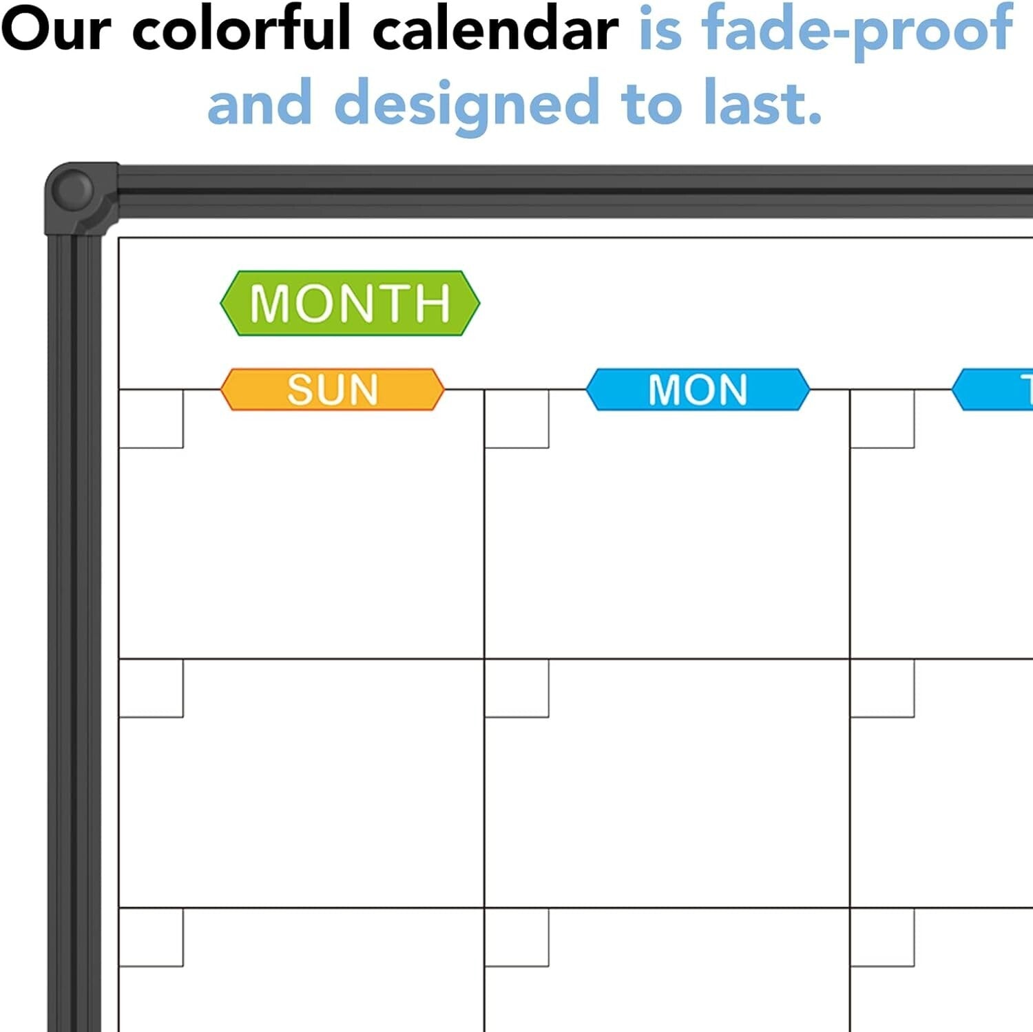 Elegant 36x24 Magnetic Whiteboard Calendar - Scratch-Resistant Aluminum Frame