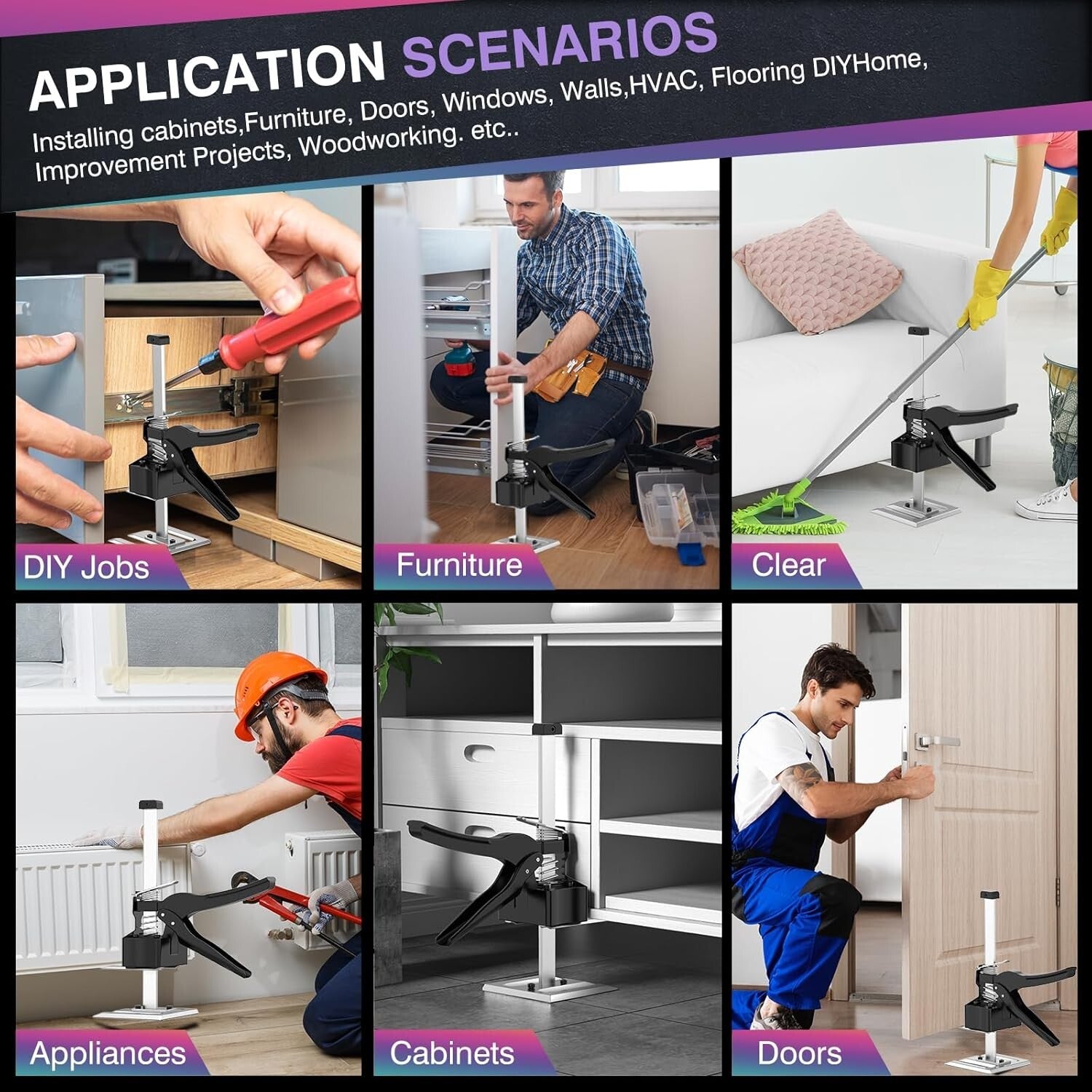 Effortless 360 lbs Hand Lifting Jack - 12 In. Adjustable Tool for Home Projects