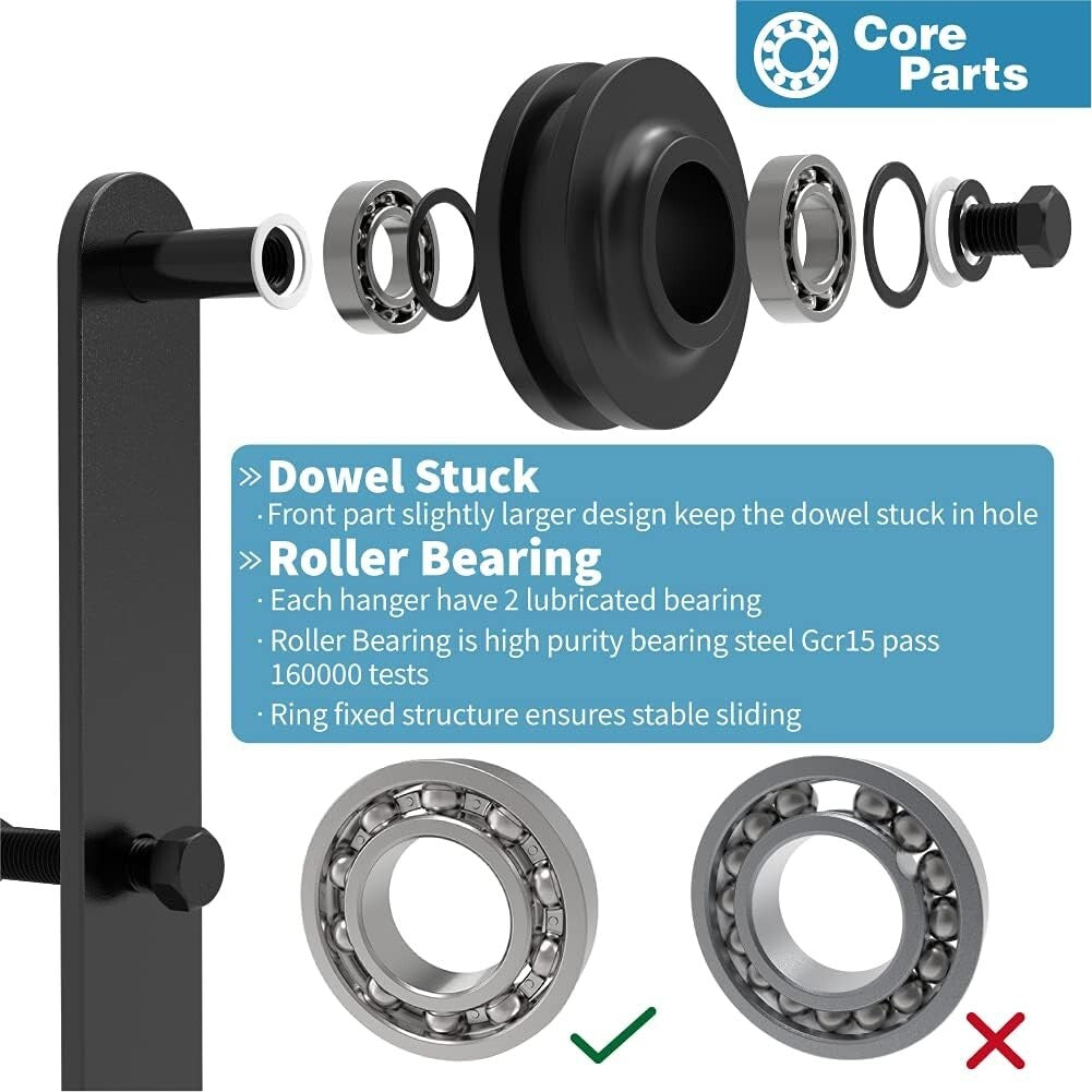 Elegant 6.6FT Carbon Steel Bypass Sliding Door Track - Perfect for Small Spaces