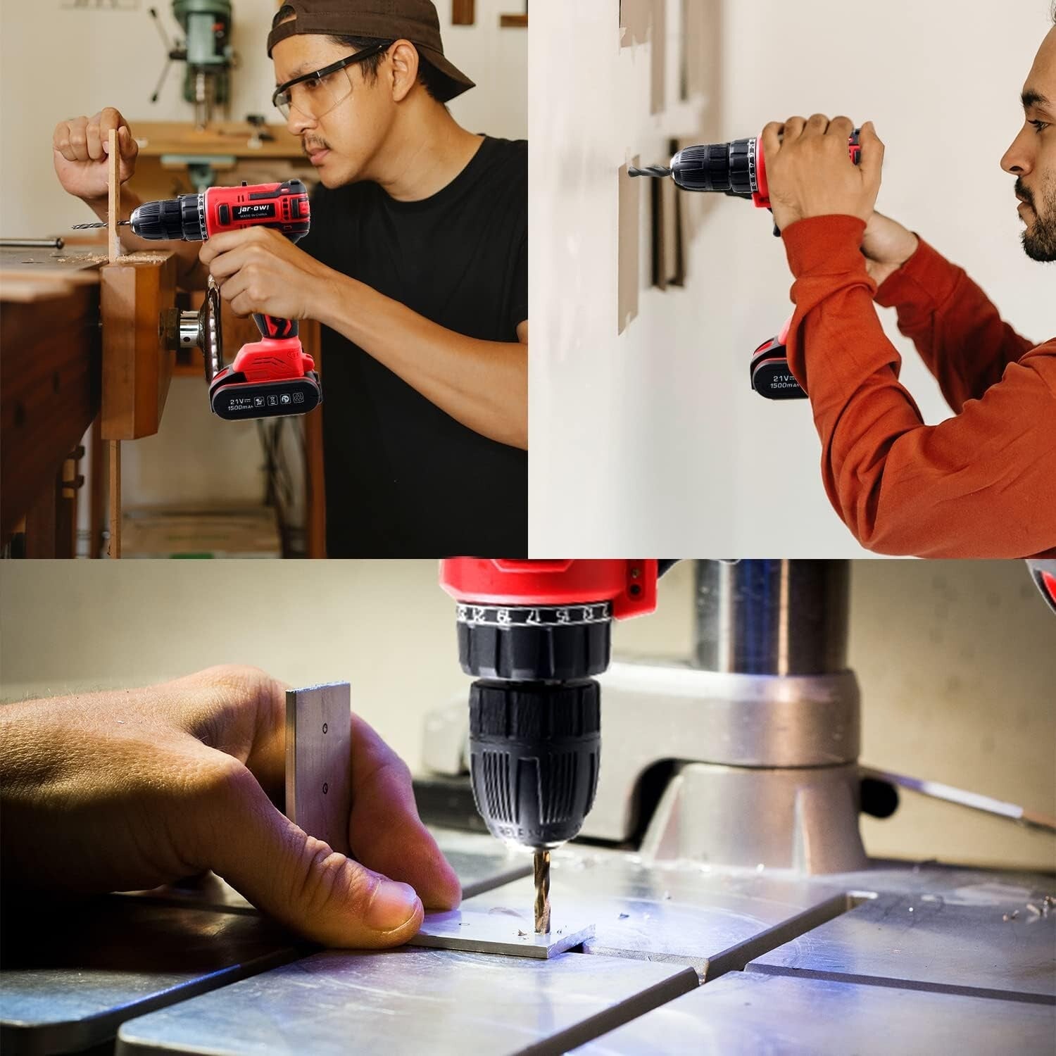 Fully Equipped 21V Cordless Drill Kit with 112-Piece Accessory Set for Home DIY