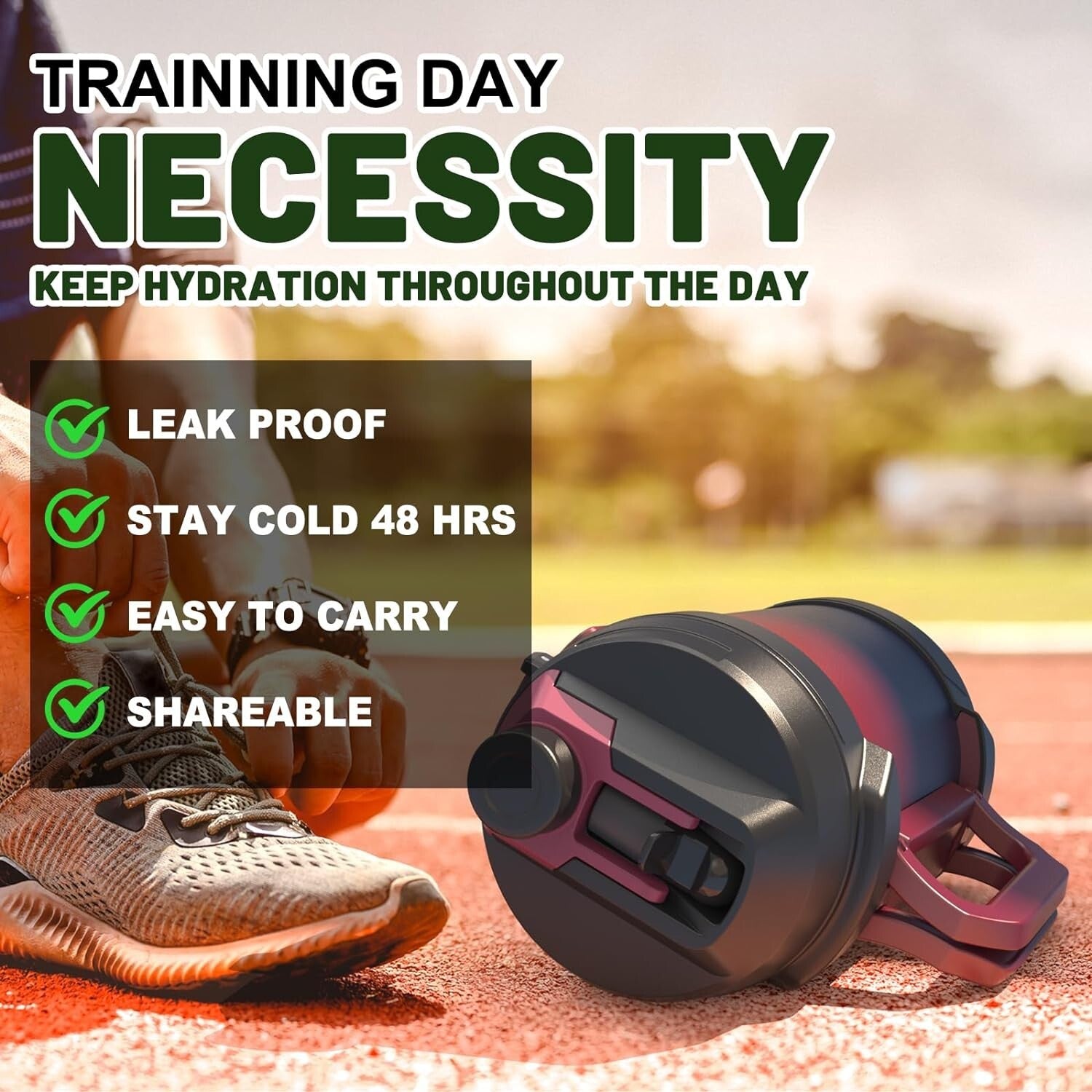 1 Gallon Stainless Steel Insulated Water Bottle for Gym, Hiking & Camping