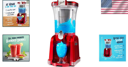 32-Ounce Retro Slushy Maker with Detachable Cup Rest for Effortless Entertaining