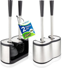 Load image into Gallery viewer, Elegant Stainless Steel Toilet Brush &amp; Plunger Set with Freestanding Canister