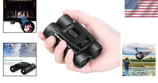 Durable 8x21 Compact Binoculars for Family Adventures - Lightweight & Foldable