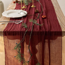 Load image into Gallery viewer, Elegant Burgundy 35x120 Inch Cheesecloth Table Runner Set - Perfect for Parties