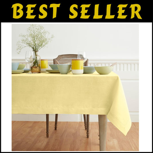 Handcrafted Yellow Linen Tablecloth 60 x 156 - Perfect for Mother's Day Dining