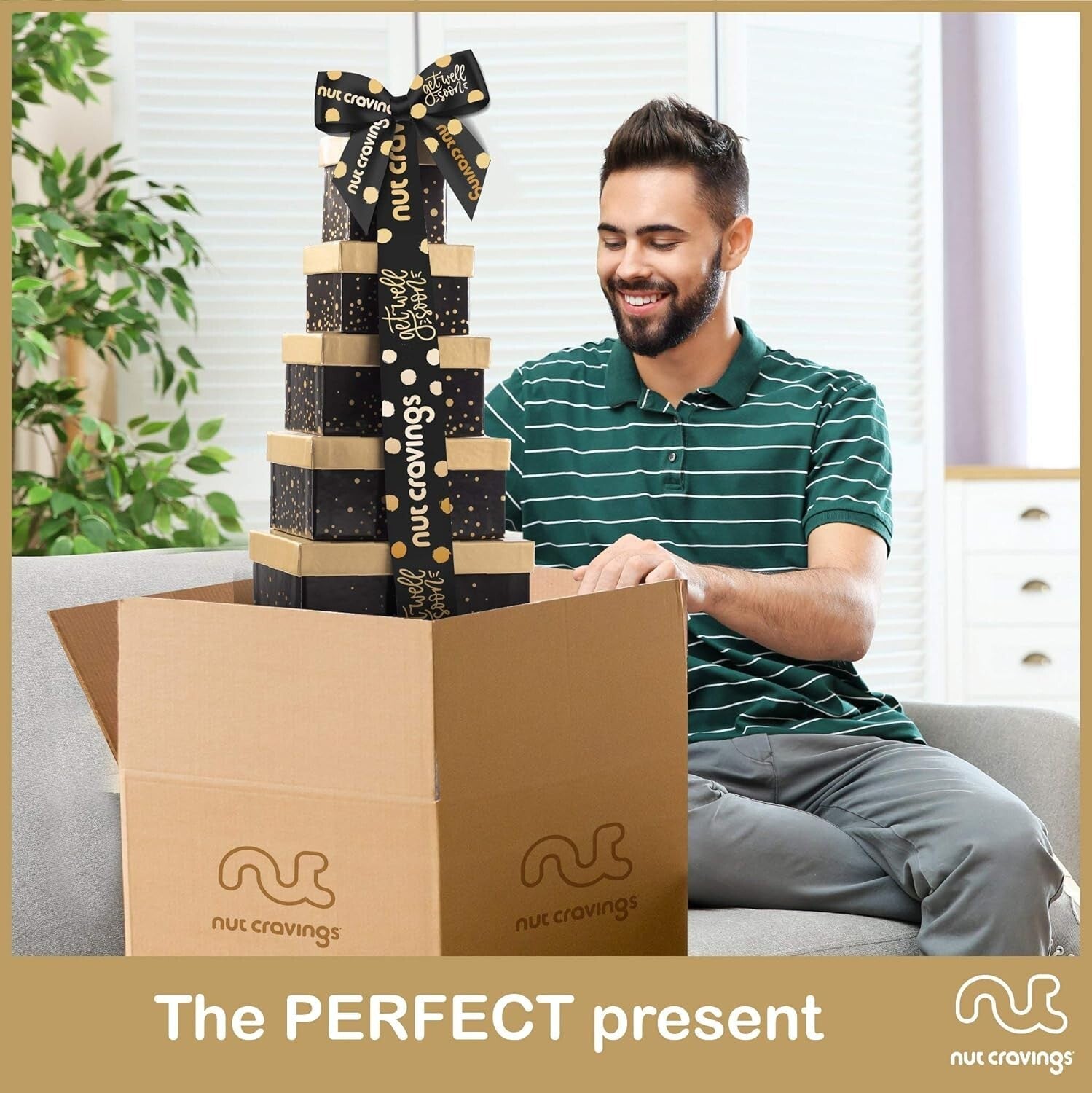 Elegant 12-Variety Snack Tower Gift Basket with Get Well Soon Ribbon - Kosher