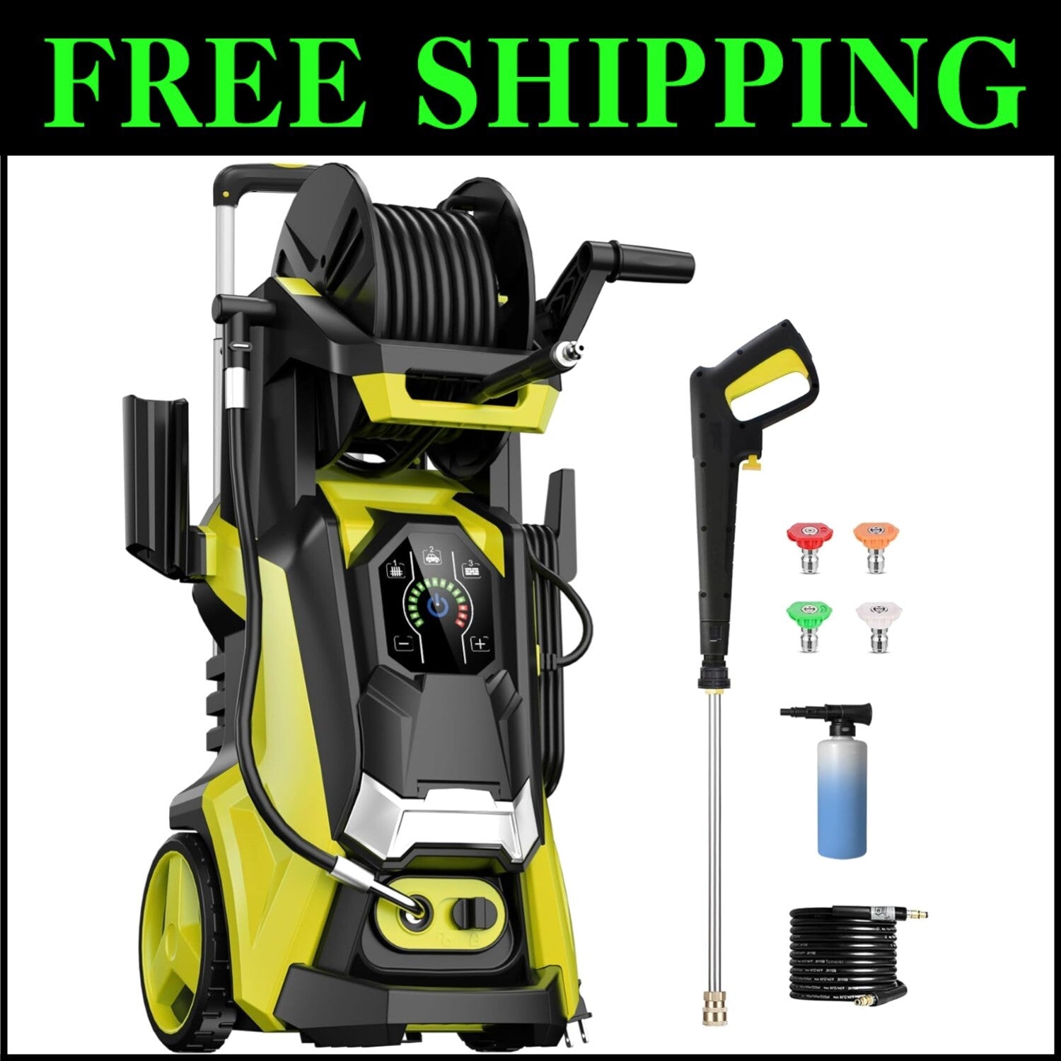 Portable Electric Pressure Washer 5000 PSI with Telescopic Handle & 4 Nozzles