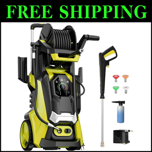 Portable Electric Pressure Washer 5000 PSI with Telescopic Handle & 4 Nozzles