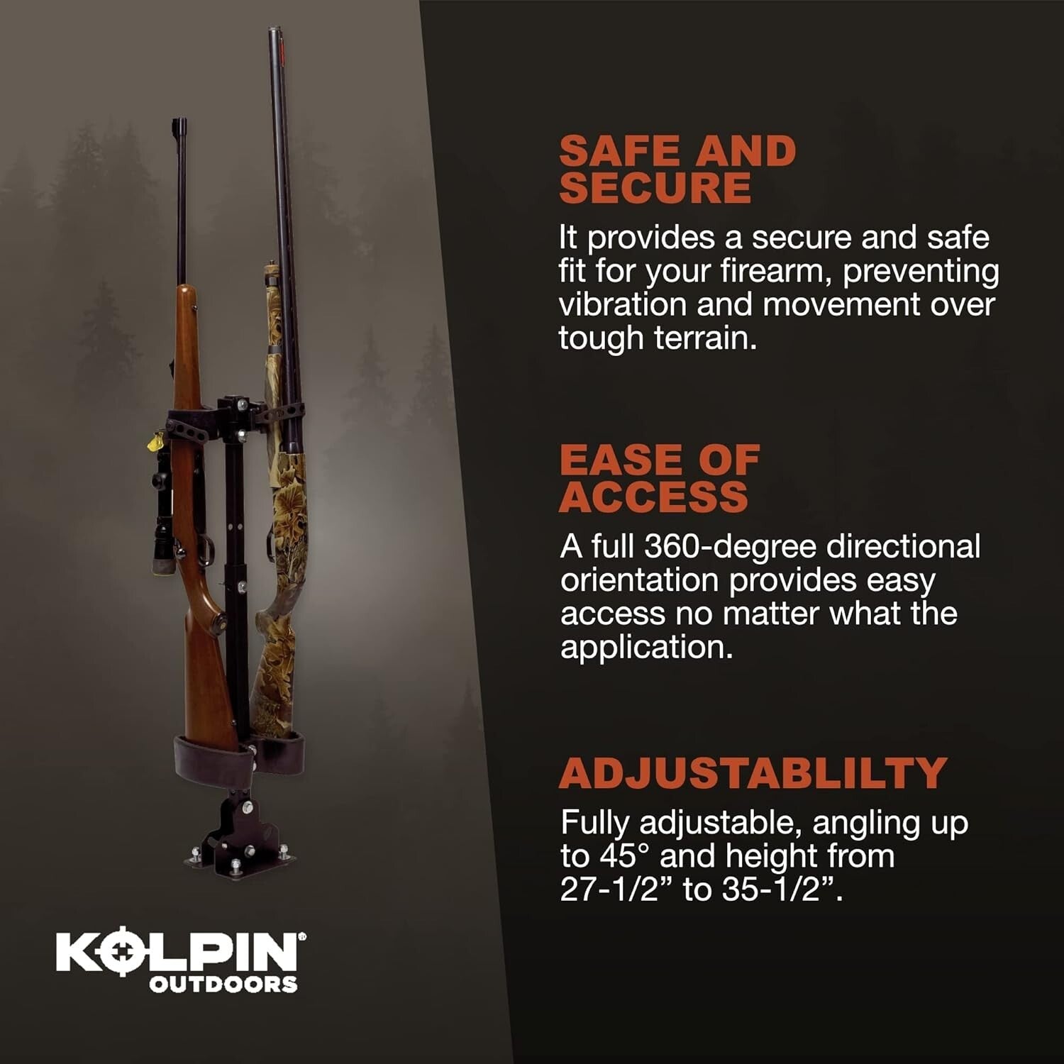 Adjustable UTV Gun Rack - Heavy-Duty Secure Mount for Safe Firearm Storage