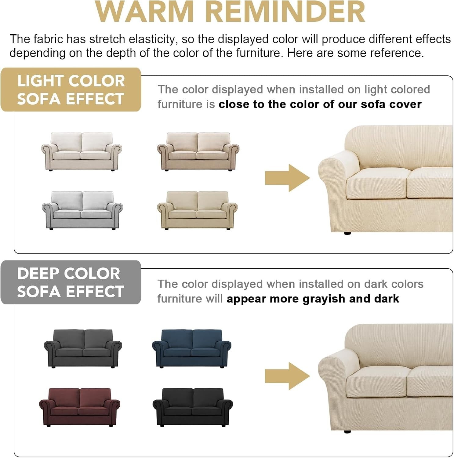 Durable Custom-Fit Stretch Sofa Slipcovers in Natural for Chic Living Room Style