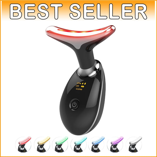 LED Light Therapy & Heating Facial Massager for All Skin Types - Glossy Black