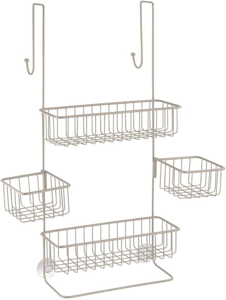 All-in-One Hanging Shower Organizer - Mounts Over Door with Suction Support