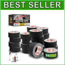 Load image into Gallery viewer, Black Gaffer Tape 2 Inch x 30 Yards - 24-Pack, Residue-Free Heavy-Duty Solution