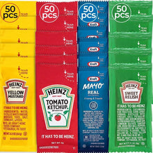 Load image into Gallery viewer, Essential Travel Condiments - 200 Single Serve Mayo, Ketchup, Mustard &amp; Relish