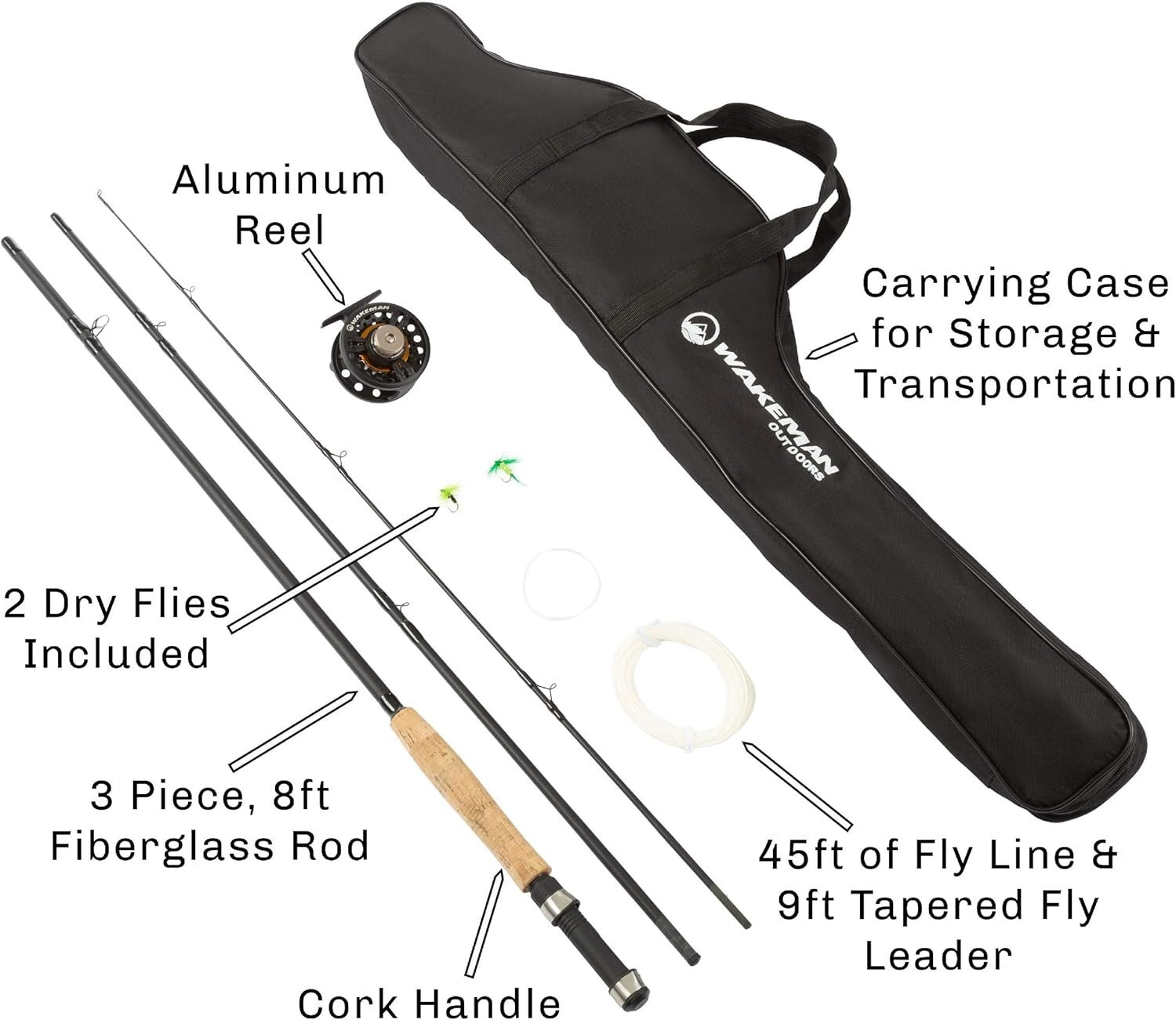 97-Inch Collapsible Fly Fishing Combo with Accessories & Carrying Case Included