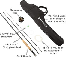 Load image into Gallery viewer, 97-Inch Collapsible Fly Fishing Combo with Accessories &amp; Carrying Case Included