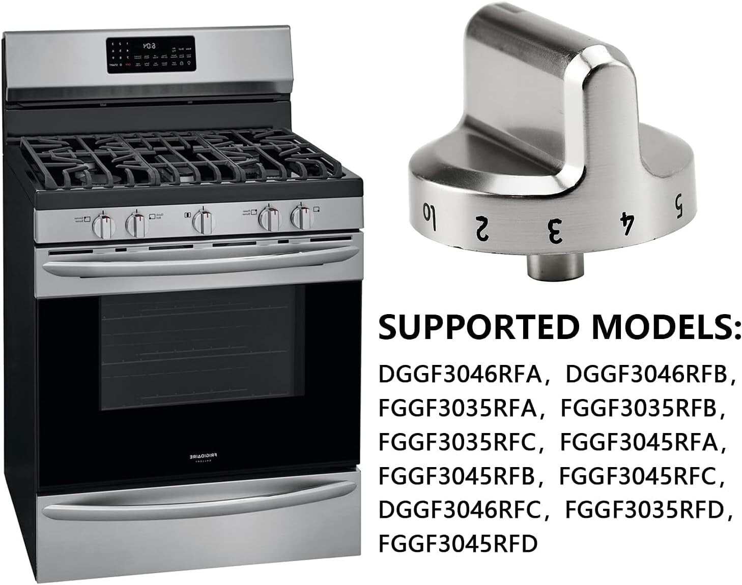 Easy Install 5-Pack Frigidaire Control Knobs - Silver Plastic D-Shaped Design