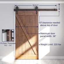 Load image into Gallery viewer, 6FT Heavy-Duty Barn Door Sliding Hardware with Easy Installation Guide