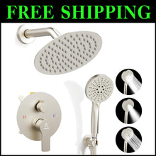 Load image into Gallery viewer, Luxury 8-Inch Rain Shower Faucet Set with Brass Valve Kit in Brushed Nickel