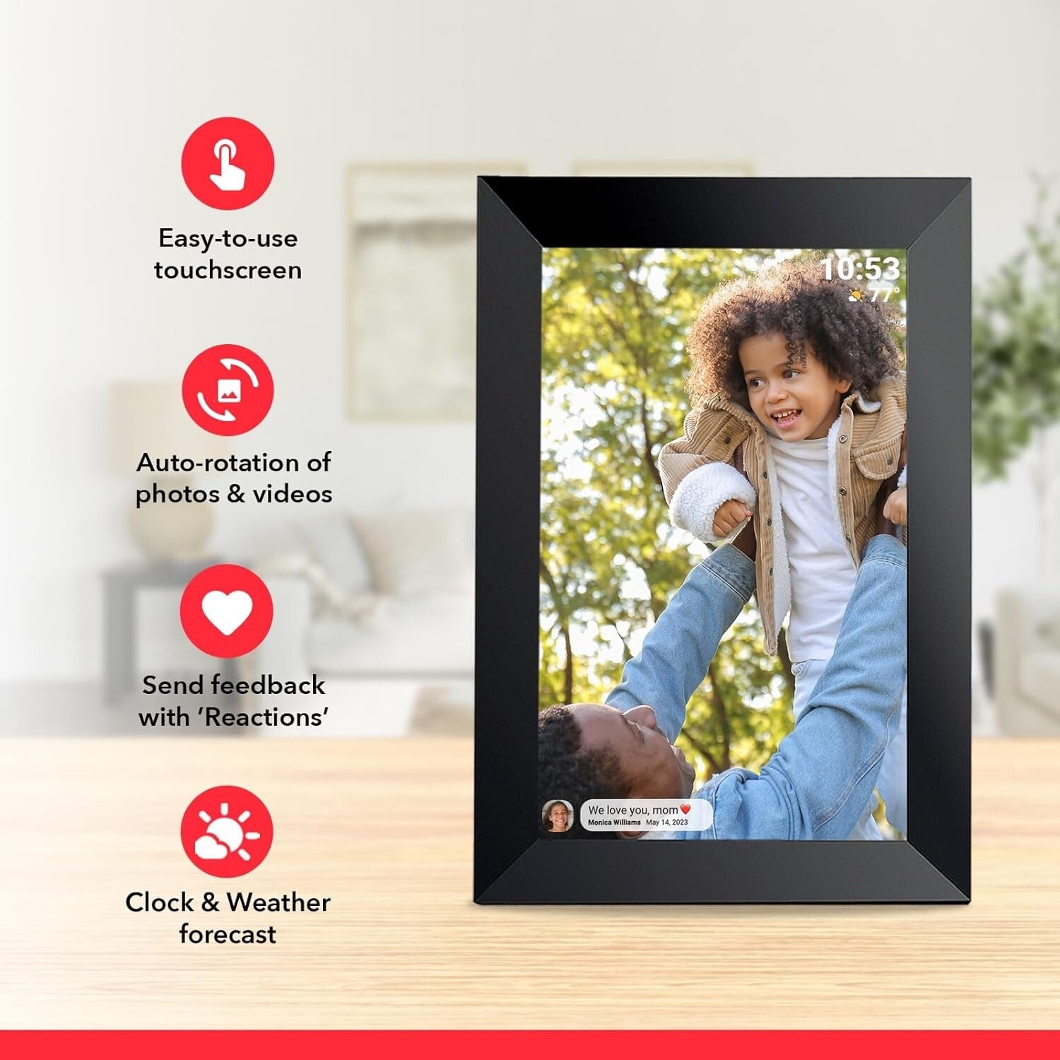 10.1 Inch WiFi Digital Photo Frame with 32GB Storage & Frameo App Integration